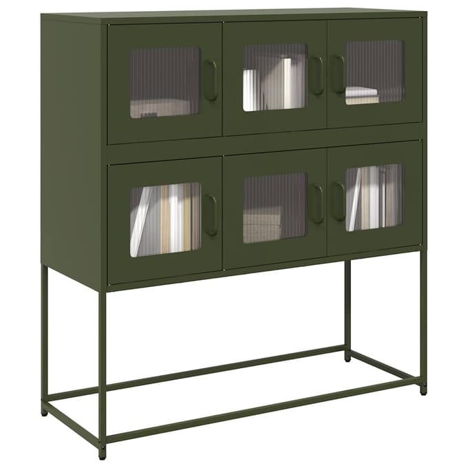 vidaXL - Dressoir - 100,5x39x107 - cm - koudgewalst - staal - olijfgroen