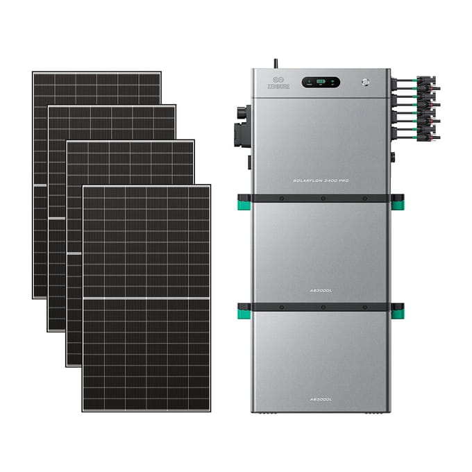 Zendure SolarFlow 2400 Pro - SolarFlow 2400 Pro (2.4 kWh) / 2*AB3000L (5.76 kWh) / 4*515W Bifacial Panel  (2600Wp Max)