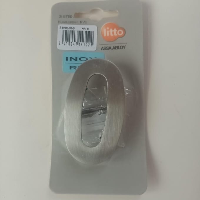 Huisnummer Nummer Inox RVS Nummer Cijfer 0 Litto Assa Abloy 74mm Onzichtbare Bevestiging