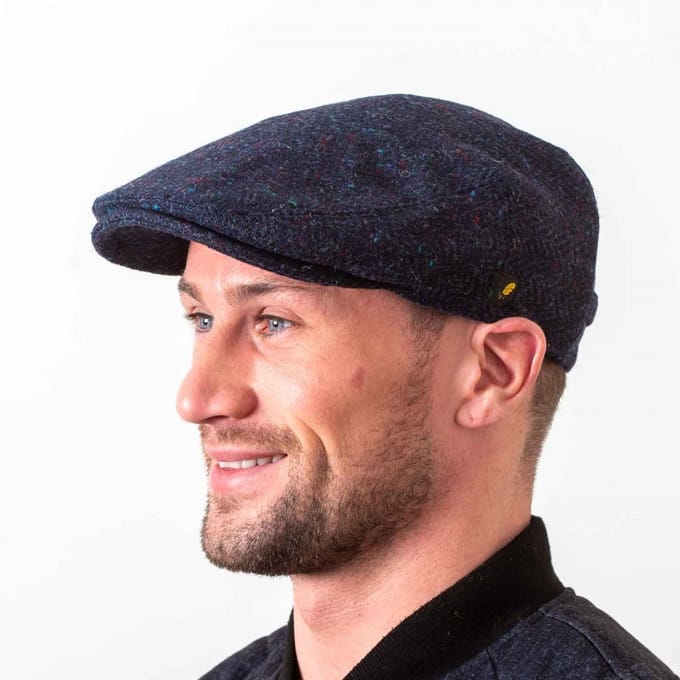 Hatman of Ireland The Dubliner 100% Donegal Tweed Navy Visgraat maat S (56/57cm)