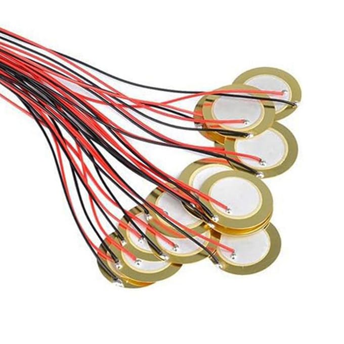 15 stks Piezo Pickup 35mm Piezo Versterkers Schijven Piezo Disc Transducer Contact Microfoon Trigger 20mm diameter & 250mm cord length beige