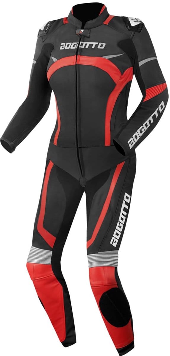 Bogotto Misano Dames Zwart Rood 2-Delig Motorpak - Maat 36 - Racepak