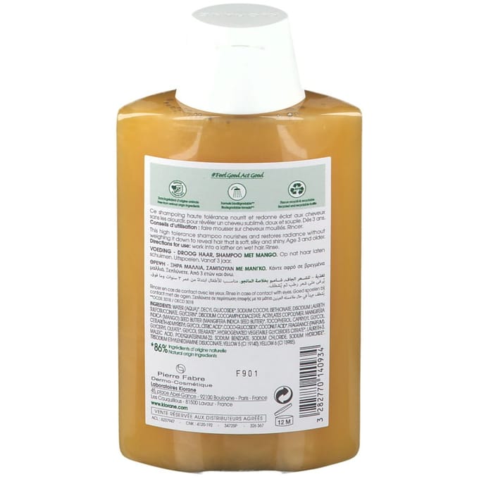 Klorane Haar Mangue Beurre de Mangue/Mangoboter Shampoo Droog Haar 200ml