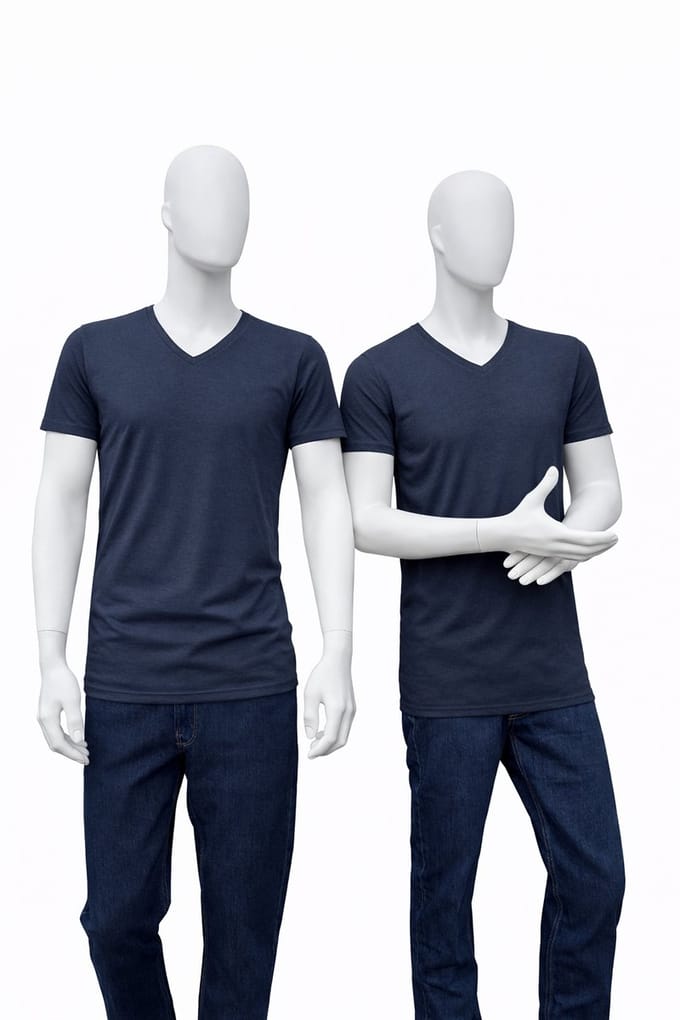 RELAKZ Lenzing Modal T-shirt Deep V-hals Extra Lang Ink Blue M - 2-pack