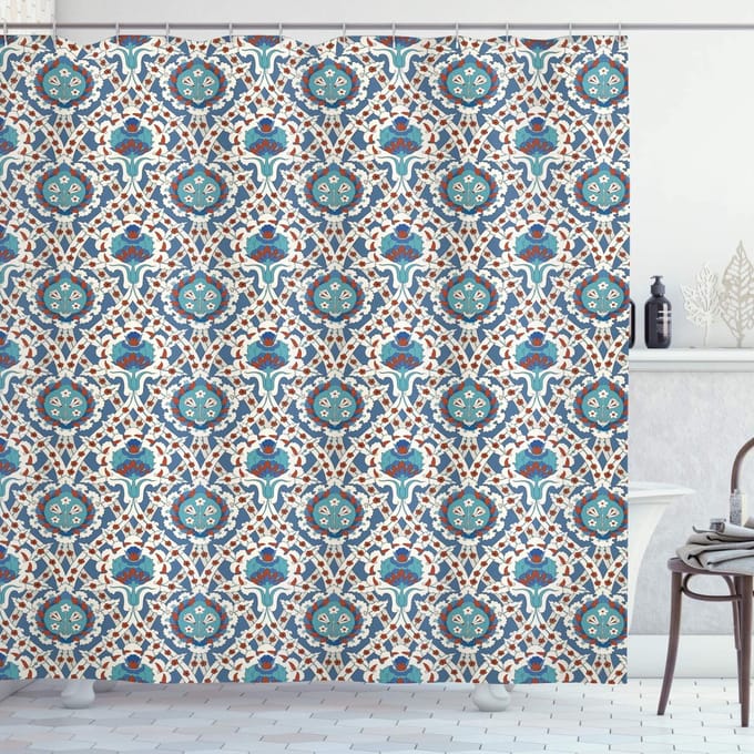 ABAKUHAUS – Orientaalse douchegordijn 175x200 cm – Polyester – Multikleurig