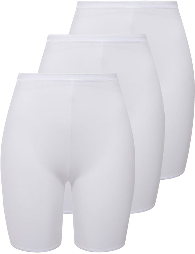 Ulla Popken - Dames - Pantybroekje set van 3 bovenbeenbescherming - Wit - Maat 46+
