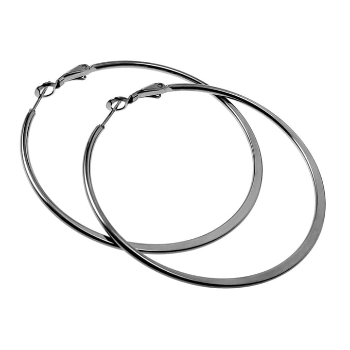 ∅60mm Oorbellen Dames - Gepolijst RVS - Semi-platte Oorringen