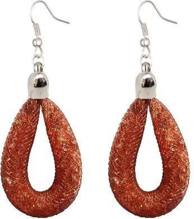 Fako Bijoux® - Oorbellen - Sterrenstof Druppel Mini - Roodbruin