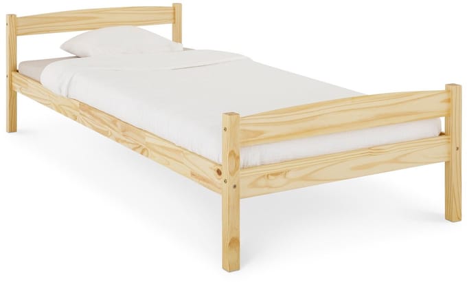 Eenpersoonsbed BORIS 90x200 cm massief grenenhout - naturel