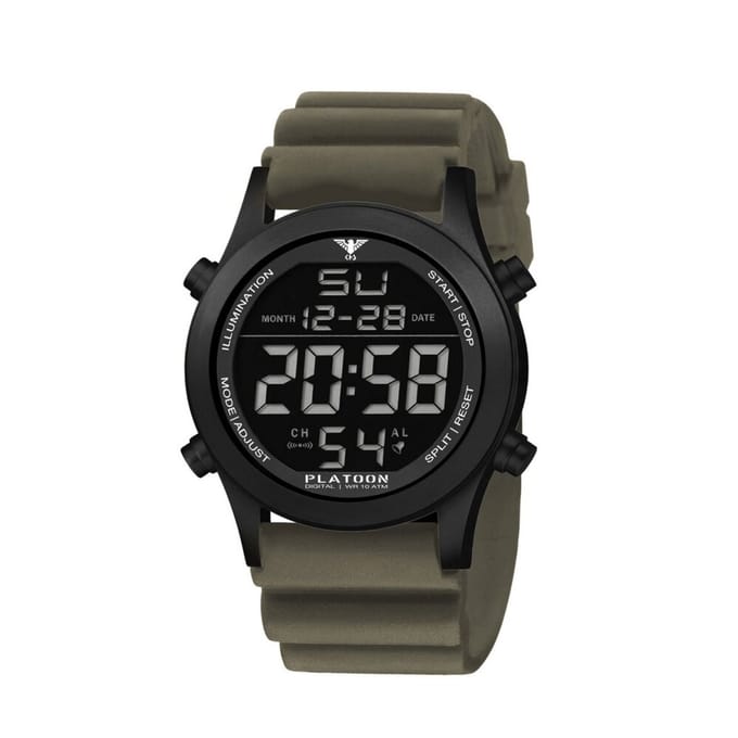 KHS - KHS.PLABSD.DSGO - Polshorloge - Heren - Kwarts - PLATOON Black Steel Digital