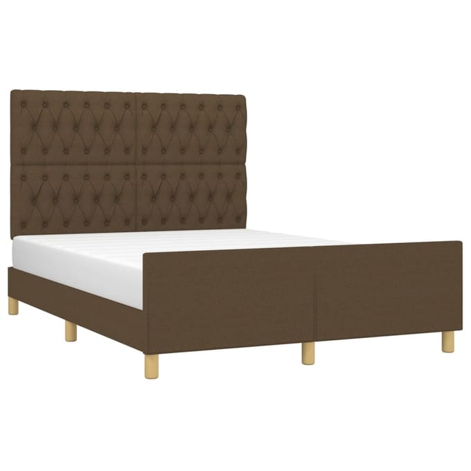 vidaXL - Bedframe - zonder - matras - stof - donkerbruin - 140x200 - cm