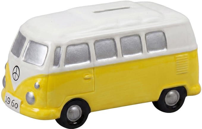Clayre & Eef Spaarpot Bus Blauw Keramiek