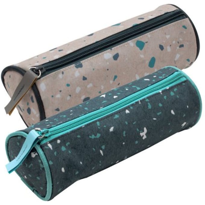 Verhaak - Etui - Rond - 21x7 cm - Terrazzo - Nature - Natuu -r Beige - Aarde Tint - Back To School