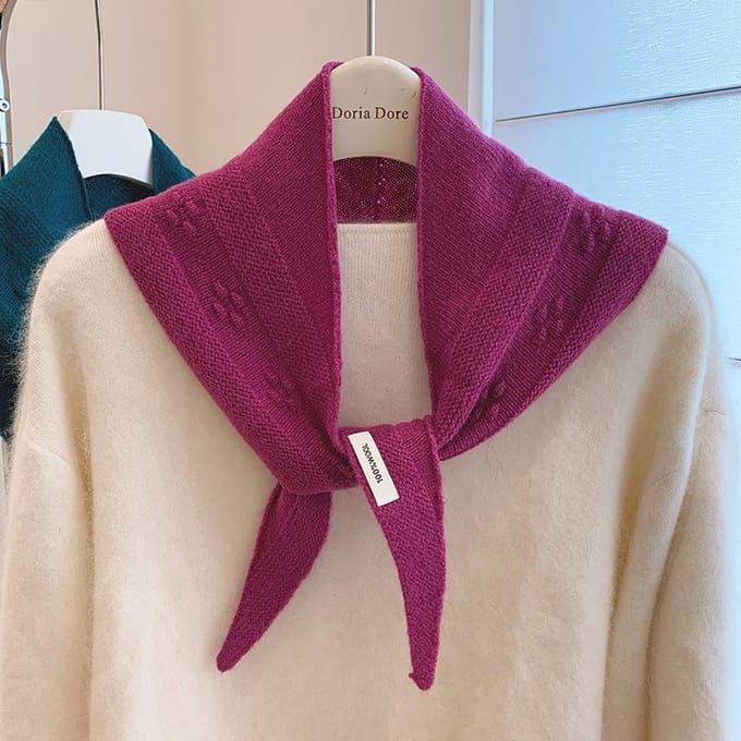Style Écharpe Triangle Tricotée Jacquard Laine Écharpe Cou Hivernale Chaude Écharpes Chaudes Design Couleur Unie Châle One Size brown