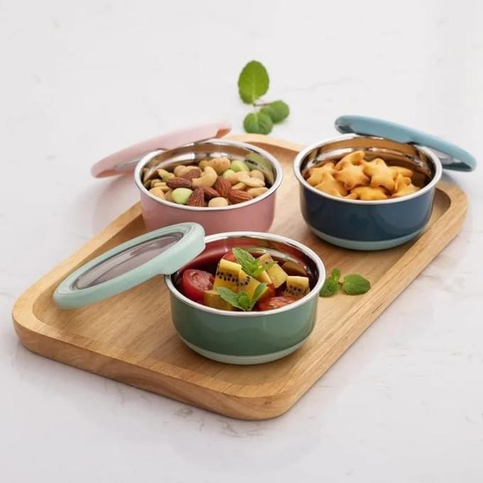 Boîte à lunch ronde en acier inoxydable avec couvercle, bol à porridge pour étudiant, boîte à lunch pour employé de bureau, récipient alimentaire, bol frais pour réfrigérateur gray