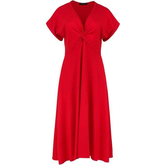 Rood midi-jurk met vlinderstrik