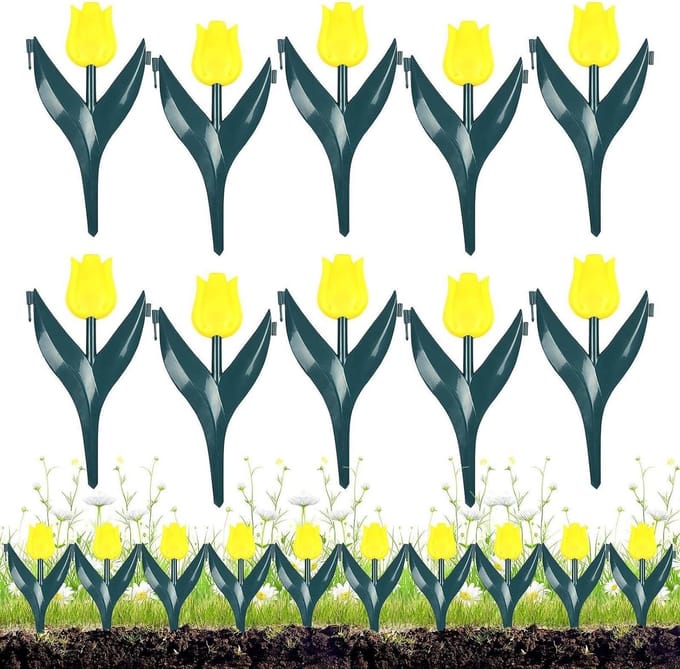 Bloembedrand Set - Tuinafscheiding Decoratie - Tuinranden Maken - Flexibel Weerbestendig - 10 Stuks - Geel