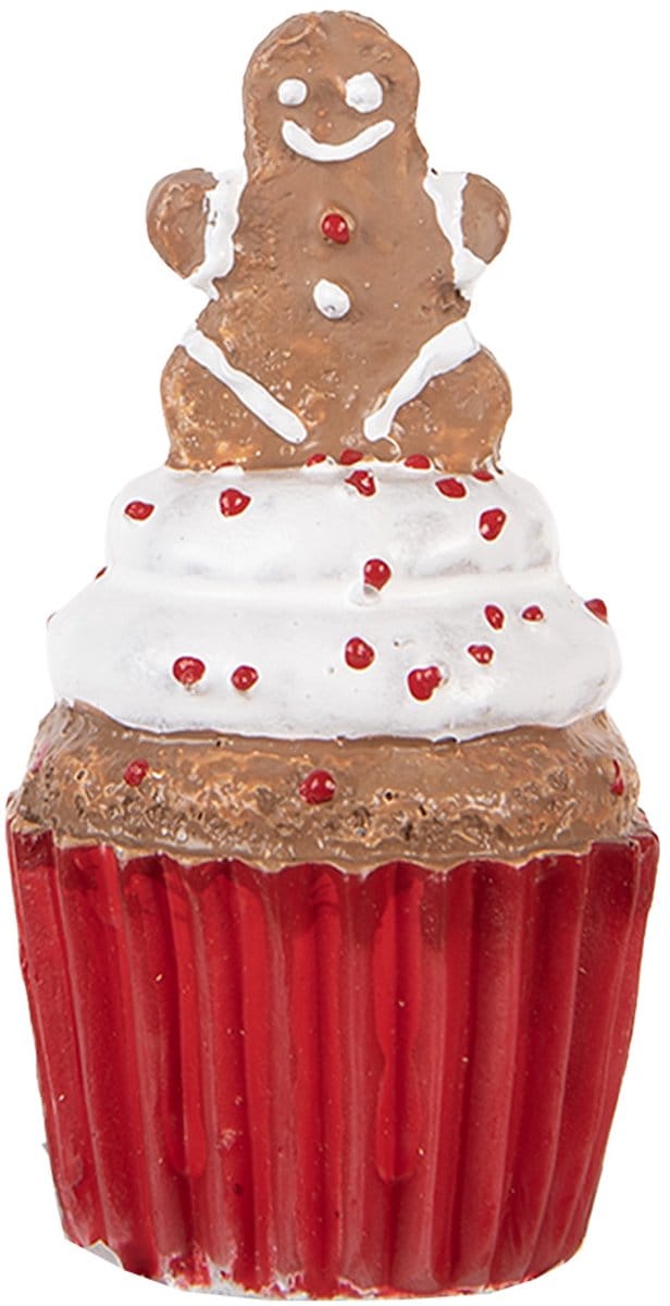 Clayre & Eef Kerstdecoratie Beeld Cupcake Ø 5x8 cm Rood Kunststof