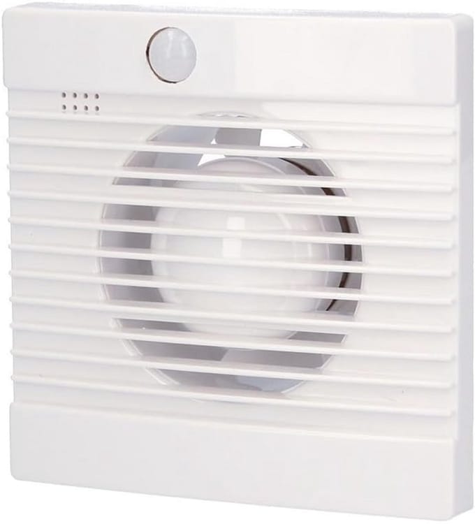 Afvoerventilator - Badkamer Ventilator - Automatische Ventilatie - Met Bewegingssensor - Ø 100 mm - Wit