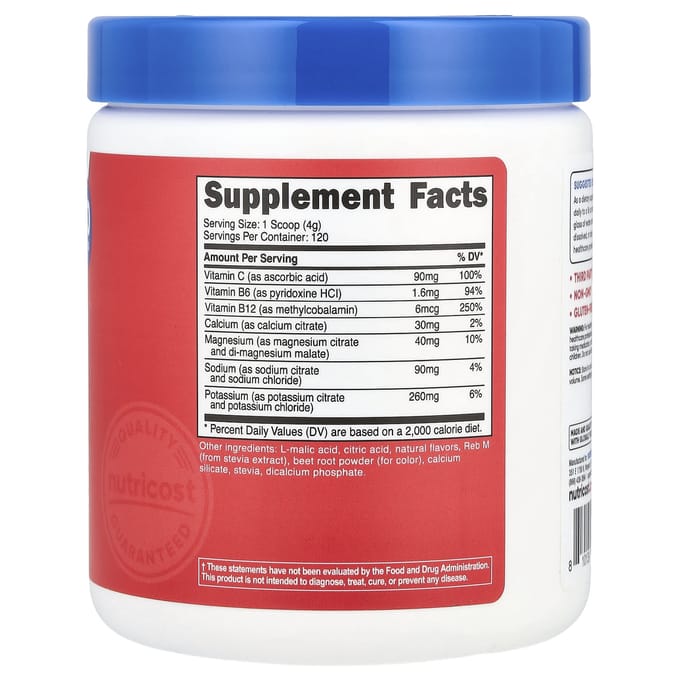 Nutricost, Électrolytes, Complexe d'Hydratation Avancée, Punch aux Fruits, 1 lb (468 g)