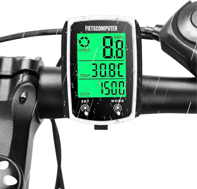 QORA® Kilometerteller Fiets - Kilometerteller - Wit- 6cm x 5cm x 2cm