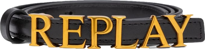 REPLAY Riem Logo Belt W80 Black Zwart