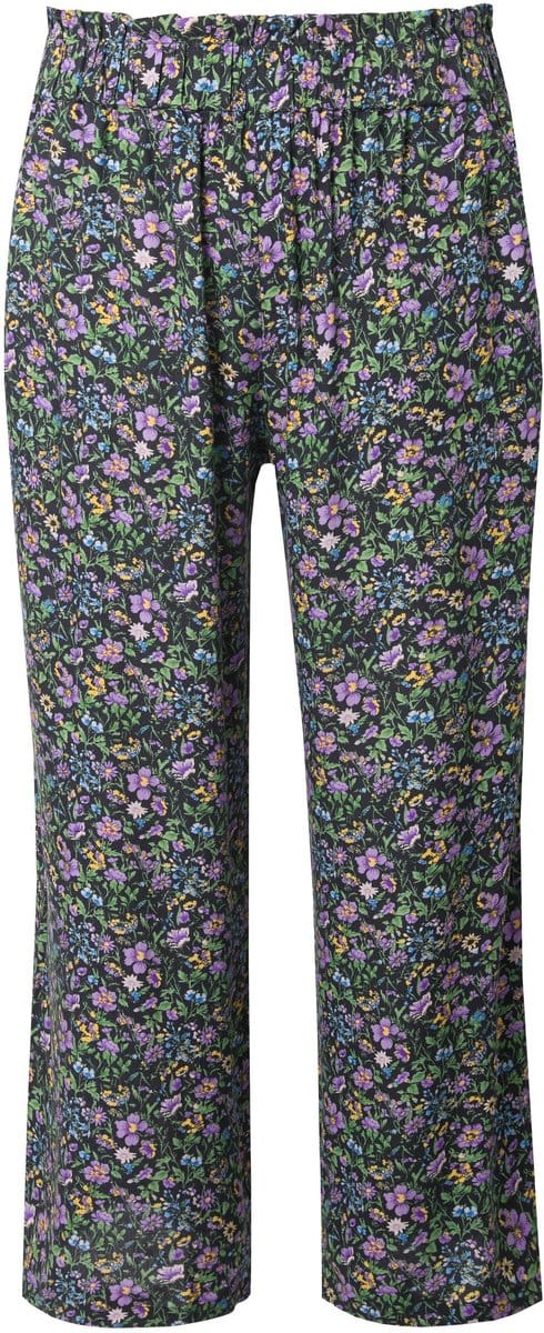 Studio Untold - Dames - Palazzo-broek wijde pijpen hoge taille flowers - Zwart - Maat 46+