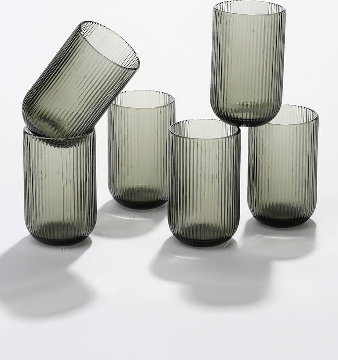 Mica Decorations Merlot Drinkglas - Set van 6 - 400 ml - Grijs