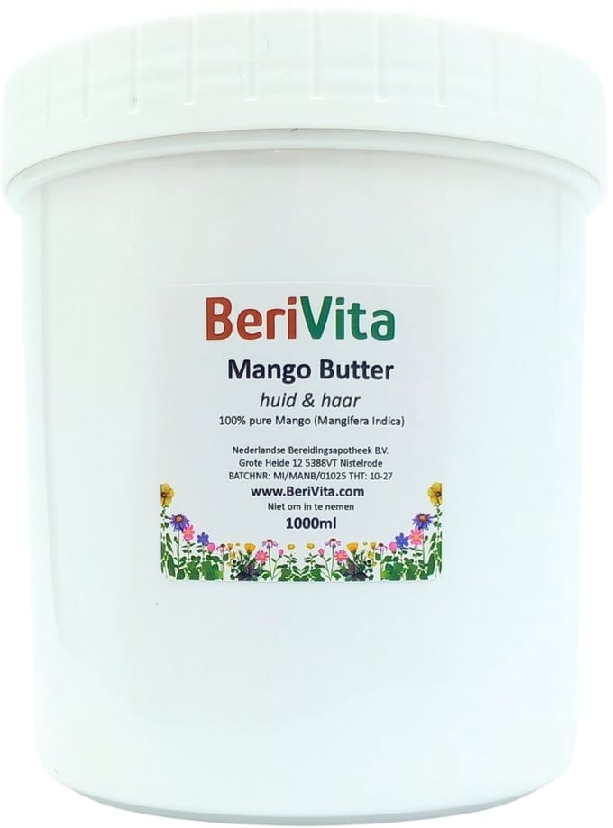 Mango Butter Puur 1 Liter Pot - Onbewerkte Mangobutter voor Huid en Haar
