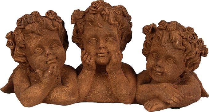 Clayre & Eef Decoratie Beeld Engel 26x9x13 cm Bruin Polyresin Religious sculpture