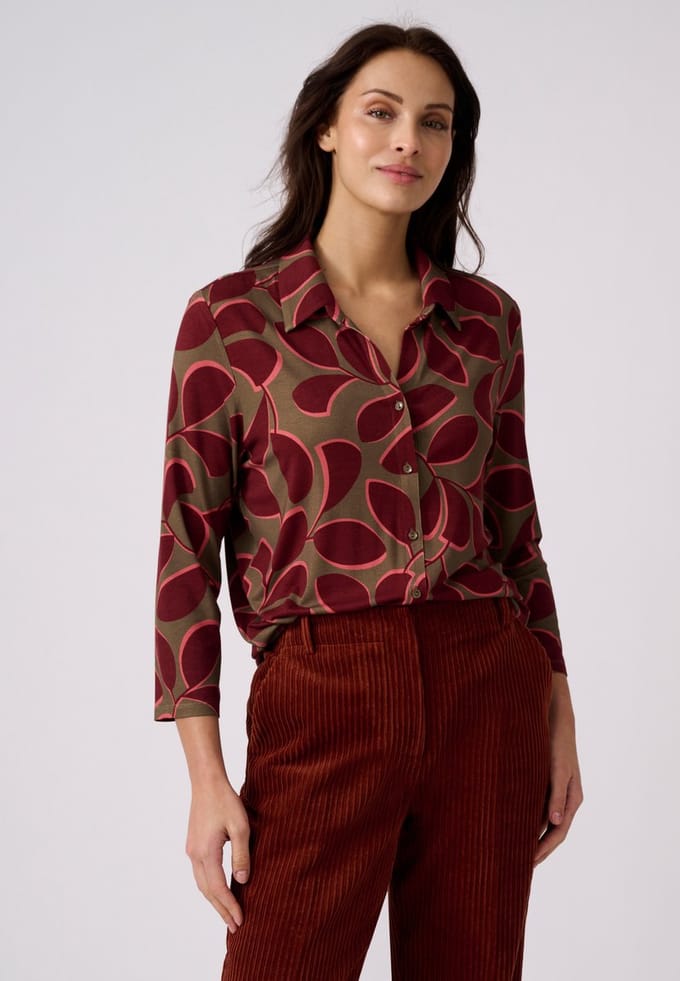 Damart - Vloeiend damesblouse met grafische print - Dames - Groen - M