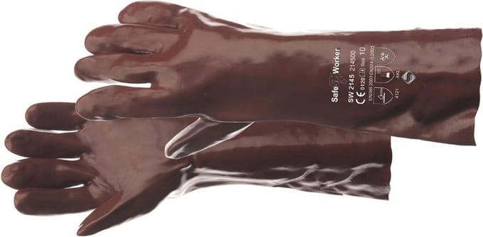SafeWorker 2145 PVC HANDSCHOEN 45CM 01070104 - 12 stuks - Een Kleur - 10