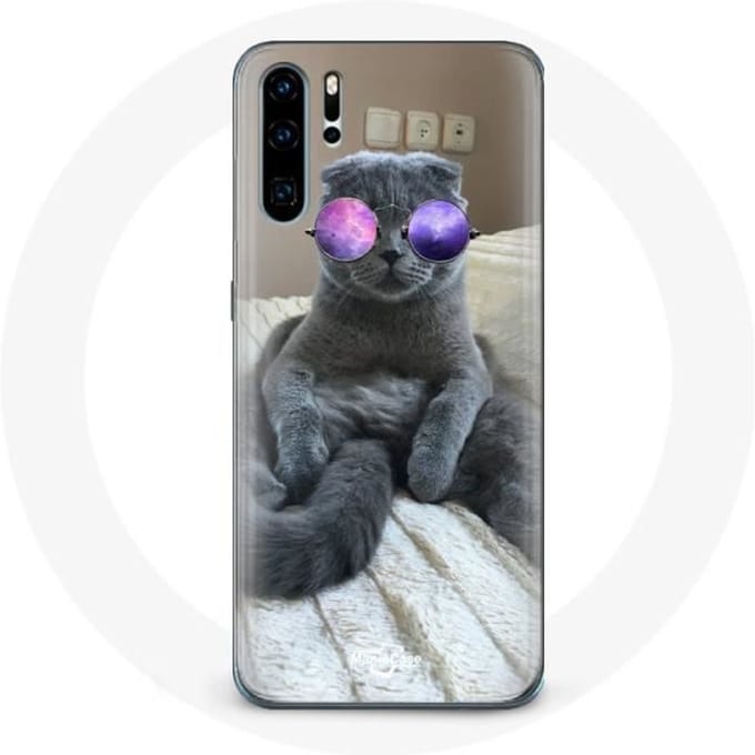 Hoesje voor Huawei P30 pro Kat met paarse bril