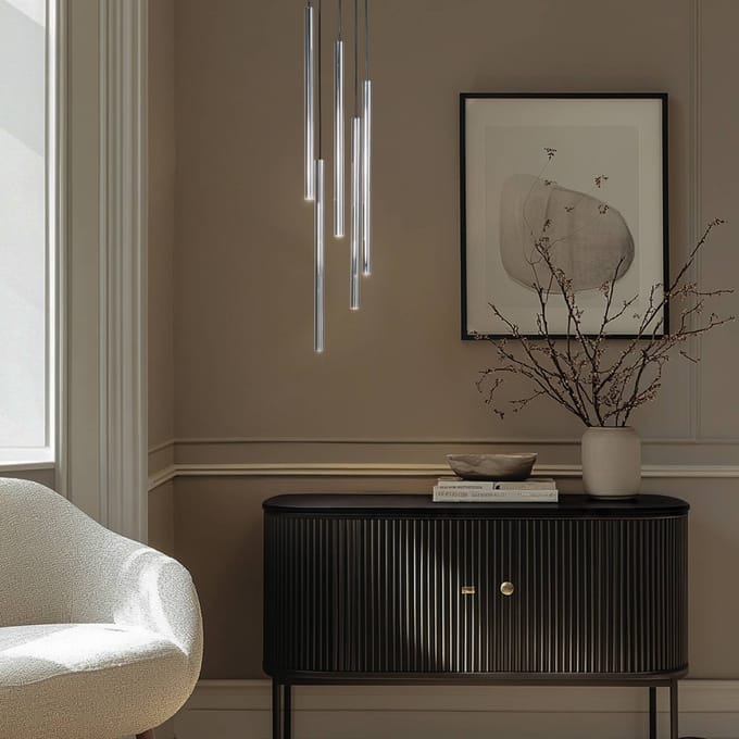 SIGMA Hanglamp Sopel Lux, 5-lamps, rond, zwart/zilver, G9