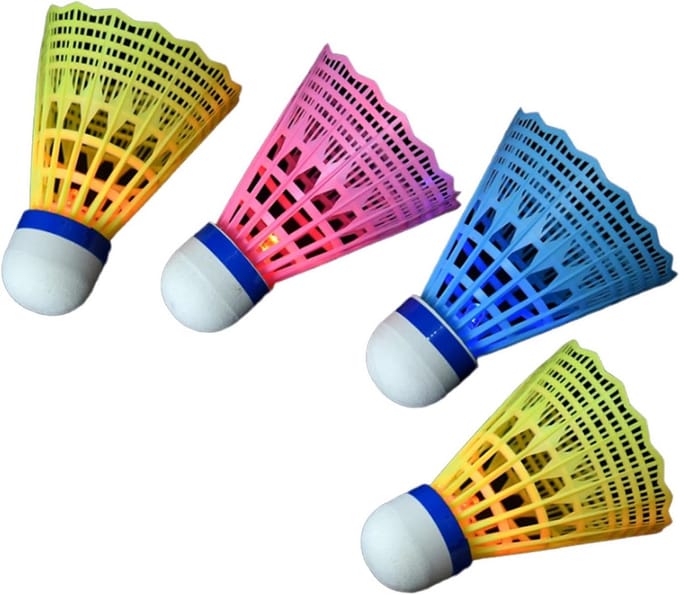 Verlichte Badminton - Shuttlecocks Nacht - Avondspel - LED Zichtbaarheid - 4 Stuks - Kleurrijk