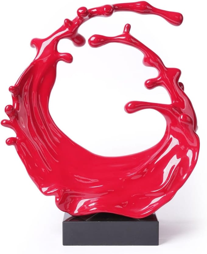 Moderne Abstracte Oceaan Sculptuur - Zee Golf Decor - 1 stuk - Wit - Polyresin - 42 cm