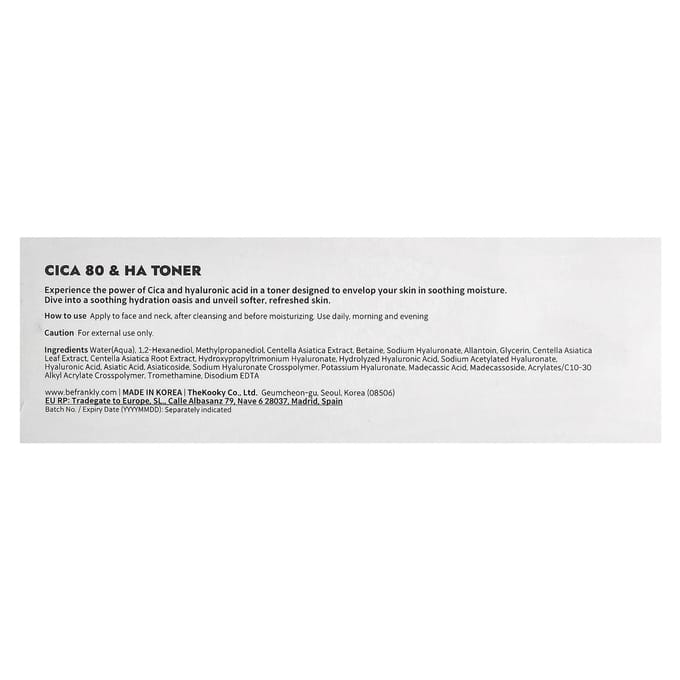 Frankly Cica 80% &amp; Hyaluronic Acid Toner 260 ml