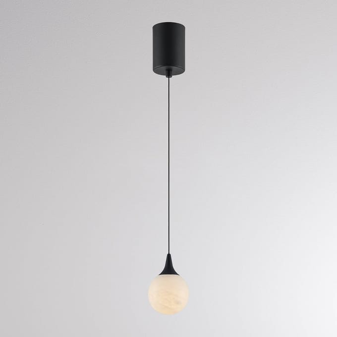 Molto Luce LED hanglamp ARE, zwart, albast, Ø 10 cm, CCT, DALI