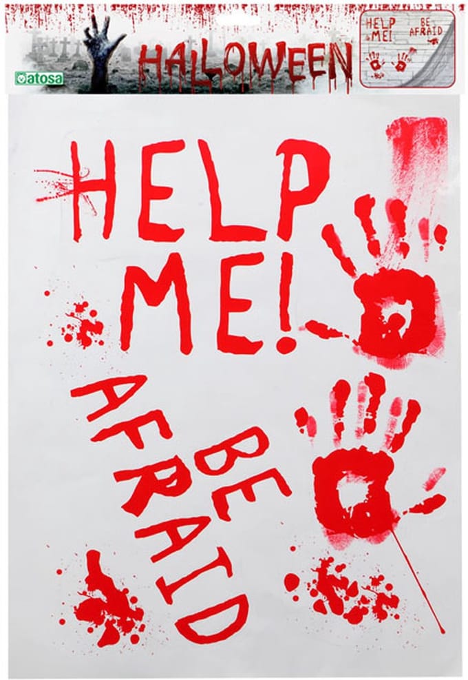 Horror/Halloween raamsticker - Bloederige teksten - 42 x 19 cm - Feestartikelen/versiering