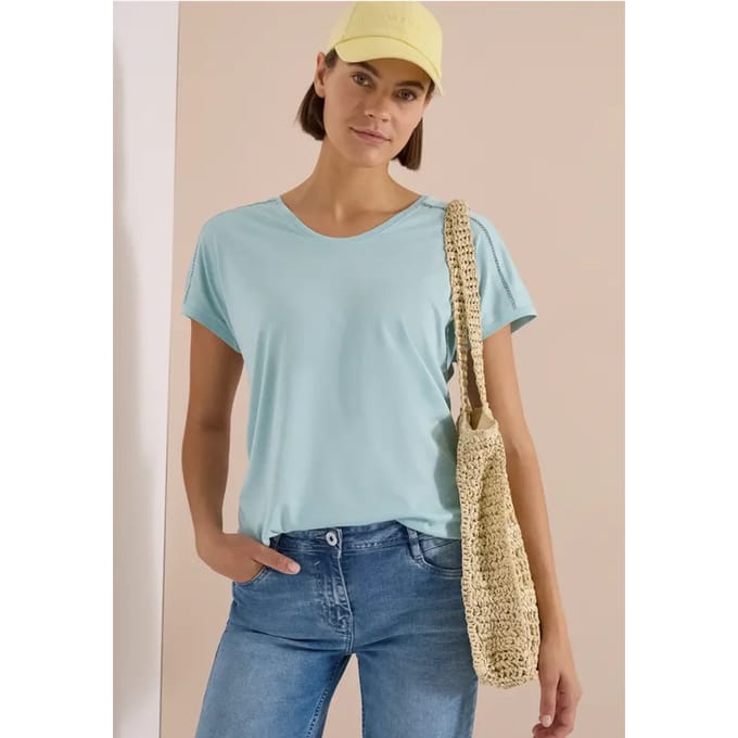Shirt met V-hals en kanten detail