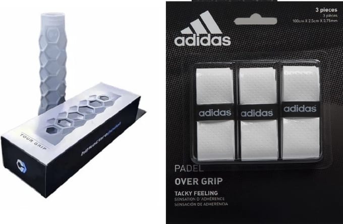 Bullpadel Hesacore + 1 pack witte Adidas padel overgrip