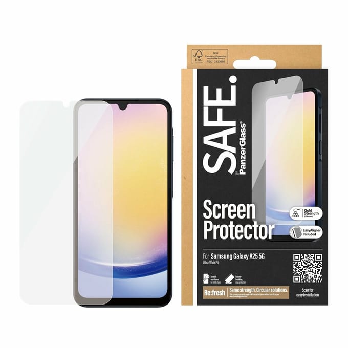 PanzerGlass Screenprotector geschikt voor Samsung Galaxy A35 Glazen | PanzerGlass SAFE Screenprotector - Case Friendly