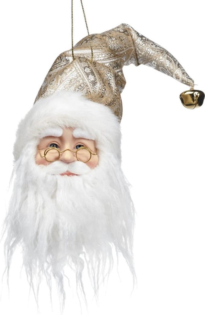 Goodwill Kersthanger Kerstman-Kerstpop Hoofd Crème-Champagne H 35.5 cm