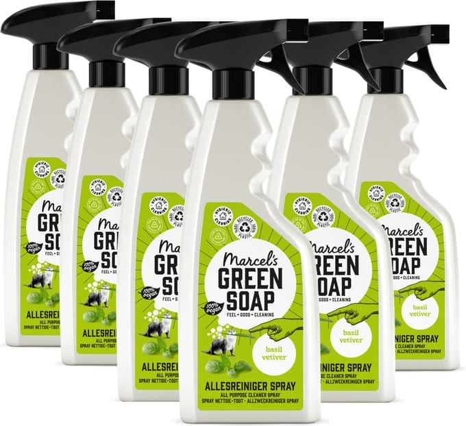 Marcel's Green Soap Allesreiniger Spray - Basilicum & Vetiver - 6 x 500ml