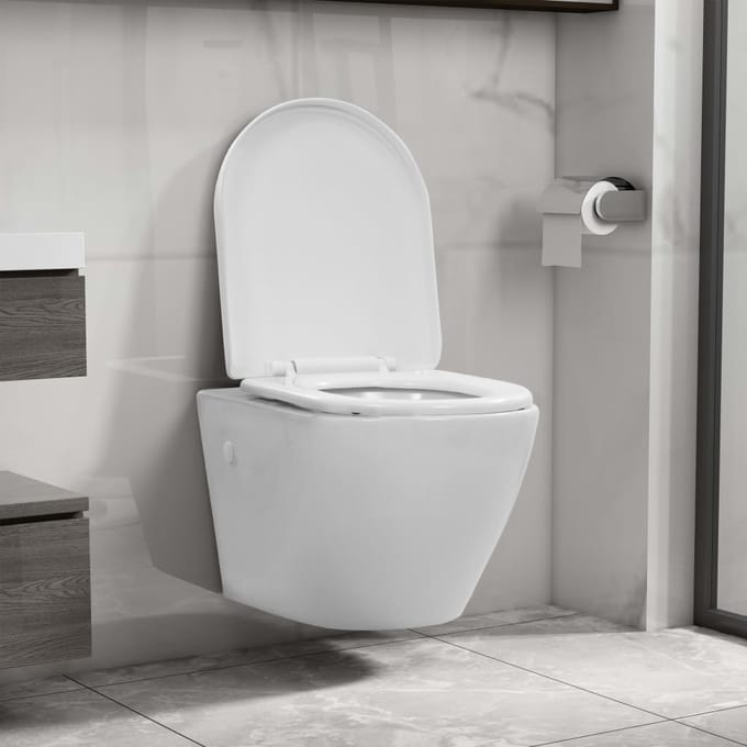 vidaXL - Hangend - toilet - randloos - keramiek - wit