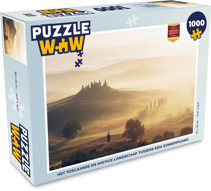 Puzzel Toscane - Mist - Zon - Legpuzzel - Puzzel 1000 stukjes volwassenen