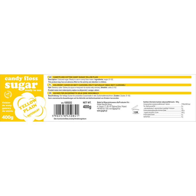 GSG24 - Suiker voor Suikerspin - Geel - Natuurlijk Aroma - 400g