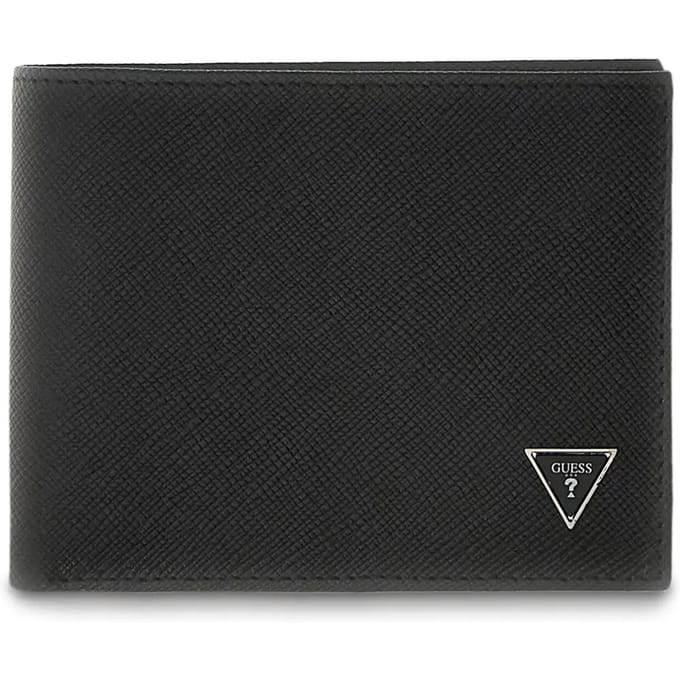 GUESS Leren portemonnee Milano Bifold Wallet Black donkergrijs