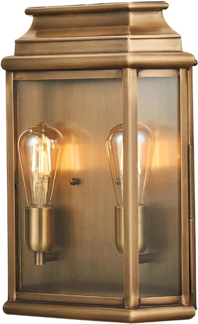 Elstead Lighting LED Wand Buitenlamp St Martins | 2X E27 Max 60W | IP44 | Dimbaar | Aged Brass