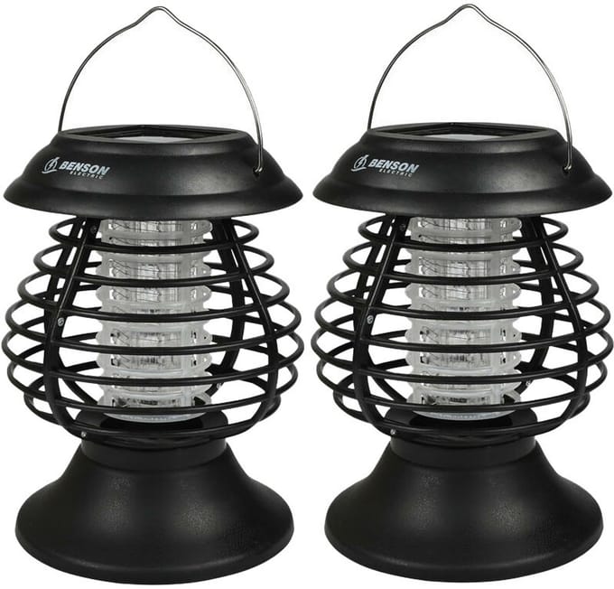 Benson Muggenlamp solar - 2x - UV-LED - 14 x 19,5 cm - insectenvanger - IP44